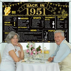 75th Black Gold Party Decoration, Back in 1951 Banner 75 Year Old Party Poste…