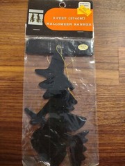 Witch And Broomstick Halloween Party Banner Garland 9 Ft Vintage Woolworth