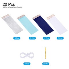 20Pcs Light Blue,Dark Blue,White,Silver Tassel Garland Banner with Rope