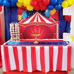 1 Pack Carnival Table Skirt Party Decorations, Red and White Striped Table Sk…
