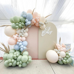 Pastel Blue Green Pink White Balloons, Muted Rainbow Dusty Pink Blue Sage Green