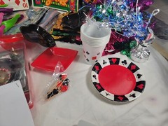 Casino Game Night Decorations Chip Trays Visors Tablecloths, Banners Backdrop