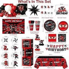 Ninja Birthday Disposable Tableware (2) Tablecovers and Decorations (25 Guests)