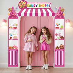 3 Pcs Candy Party Decorations Candy Theme Porch Banner Pink Sweet Candy Door …