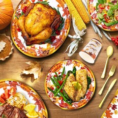 175Pcs Thanksgiving Paper Plates Set – (25 Guests) with 10*12inch Oval Plates…