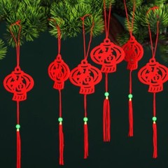 6pcs Chinese Lantern Ornaments New Year Flannel Pendant Spring Festival E4