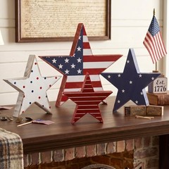 Vintage Star-Shaped July 4th Decor – 4 Count Rustic American Table Centerpiece