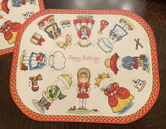 Vtg 1975 Joan Walsh Anglund Hallmark Placemats Paper Dolls Happy Birthday 6 Mats
