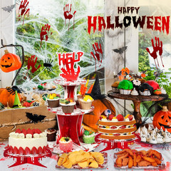 Sliner 5 PCS Halloween Party Decorations Bloody Cupcake Stand Bloody Handprint C