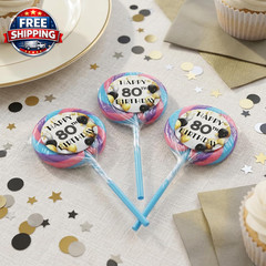 80Th Birthday Themed Lollipops 2 Inch – 3 Count – Happy Birthday Hard Candy – Pe