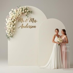 Ivory Arch Backdrop Cover Set of 2, 7.2FT and 6FT Stretchy Spandex Ivory Arch