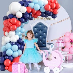 Red White Blue Balloon Arch Kit, Navy Blue Pearl Light Blue Red White Latex B…