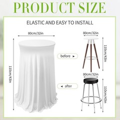 Tegeme 3-Pack 32×43″ Round Spandex Cocktail Tablecloths w/ Skirt