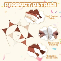 3.1m/10.2ft Fabric Pennant Banner, Pennant Banner Flags, Beige/Coffee