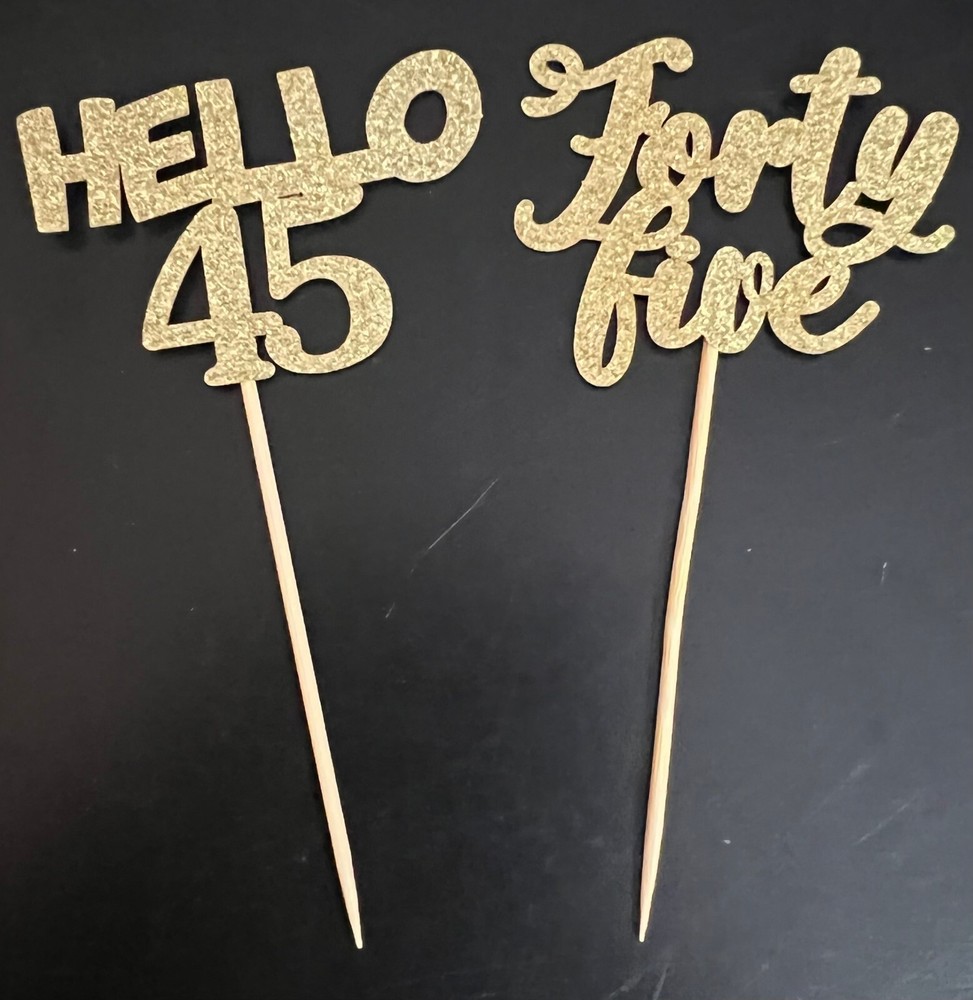 Cupcake Decorations 45 Years Birthday Anniversary Reunion Lot of 33
