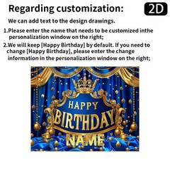 1pc 2D Blue Golden Crown Theme Personalized Birthday Custom Poster Tapestry♪