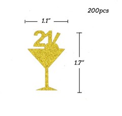 200 PCS 21st Birthday Confetti PVC Centerpieces 1.7×1.1 Inch Gold Glitter
