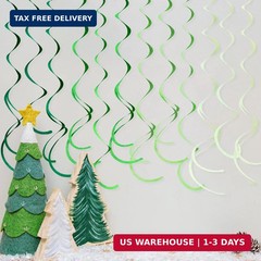 36Pcs Green Hanging Swirl Decorations Ombre Green Felt Swirl Streamer Spiral Cei