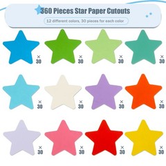 Assorted Colors Paper Star Cutouts Classroom Bulletin Board Decor 360 PCS