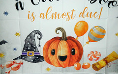 Halloween Backdrop Banner «A Little Boo is Almost Due» 5 x 3 Ft Pumpkin, Bats