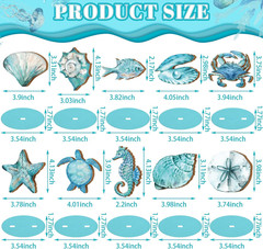 10 Pcs Ocean Wood Table Sign under the Sea Wooden Beach Table Decor Sea Animal C