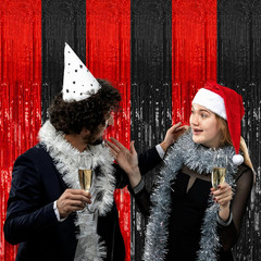 10 Pack Black and Red Party Backdrop Streamers Decorations Foil Fringe Curtains