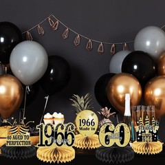 Elegant 60th Birthday Table Decorations – 9PCS Vintage Honeycomb Centerpieces