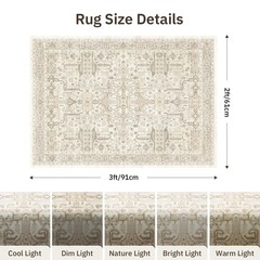 Washable 2×3 Entryway Area Rug – Small Non Slip Vintage Kitchen Runner Rugs I…