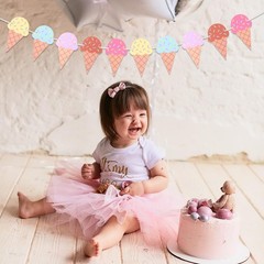2 Pcs Ice Cream Banner Garland, Ice Cream Party Decorations Paper Banner Garl…