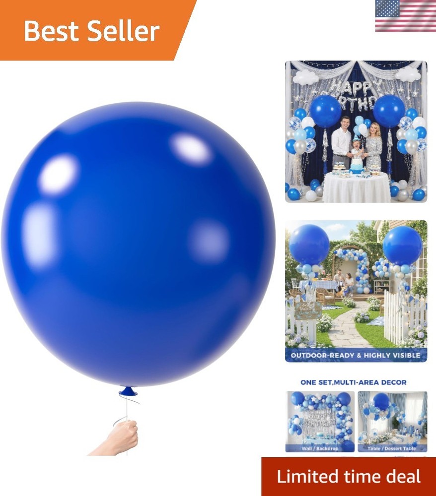 4PCS Large 36 Inch Royal Blue Balloons, Royal Blue Latex Big Balloons for Bir…
