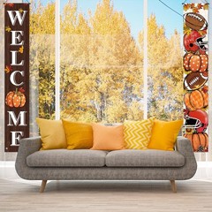 Fall Decorations Maple Leaves Pumpkin Welcome Porch Sign Door Banner Gift 12×71″