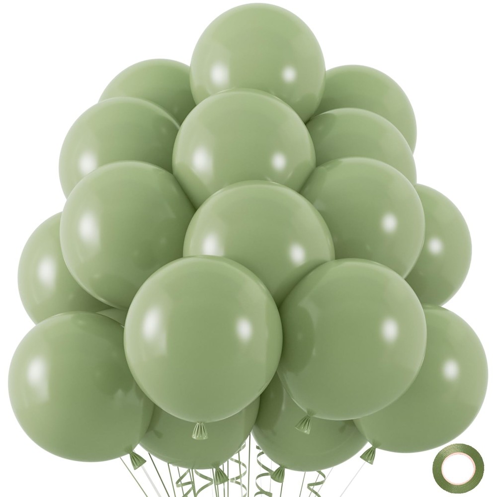 50pcs Sage Green Balloons, 12inch Matte Boho Green Balloons for for Wedding