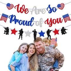 Military Going Away Party Decorations We Are So Proud of You Banner Blue
