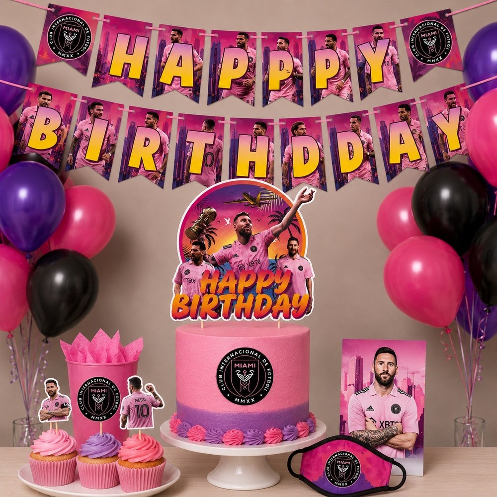 Soccer Birthday Party Decorations Set Pink Purple White Paper Plastic Latex