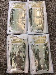 Foil Fringe Curtain/Backdrop Sage Green And Gold – 4 Pack