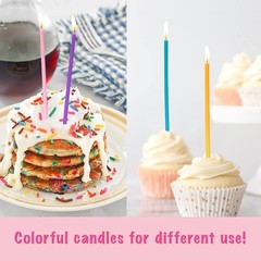 Apluselection 40-Count Rainbow Birthday Candles, Tall Thin 5.5, Multicolor