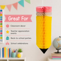 Pencil Hanging Honeycomb Decoration Classroom Teacher School Party Decor 12 In