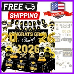 2026 Graduation Decorations Set – Congrats Grad Banner, Backdrop, Tablecloth,…