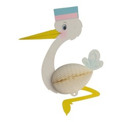 Vintage Baby Shower Honeycomb Hallmark Stork Tissue Paper & Cardstock Decoration
