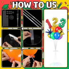 6 Pcs Back to Decorations Balloons Stand Kits Decor Balloons Rainbow Abc 123 …