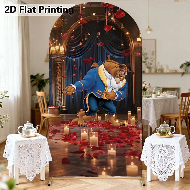 Beauty and The Beast Arch Backdrop Cover Princess Belle Birthday Background Prop