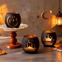 Ramadan Table Decor, Ramadan Mubarak Decoration, Glass Votive Tealight Candle Ho