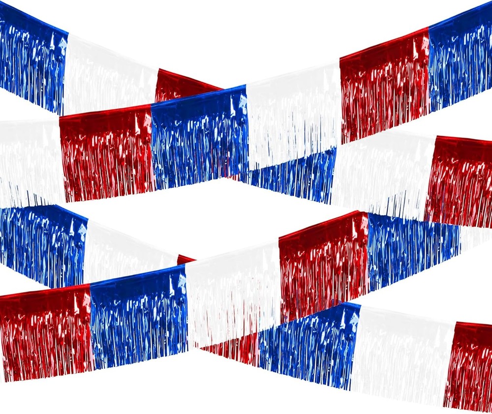 4th of July Decorations 4 Pack Tinsel Foil Fringe Garland Curtains Streamers Han