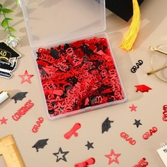 2026 Black Red Party Table Confetti Graduation Theme Class of 2026