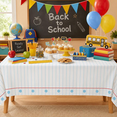 3 Pack Back to School Tablecloth, First Day of School Decorations, Notebook Pape