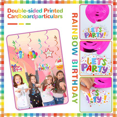 Colorful Rainbow Birthday Party Decorations Kit, Banner, Spiral Decorations, Hon