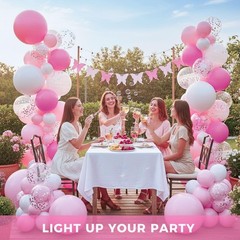 150 PCS Pink White Balloons Different Size of 18 12 10 5 Inch, Pink Confetti …