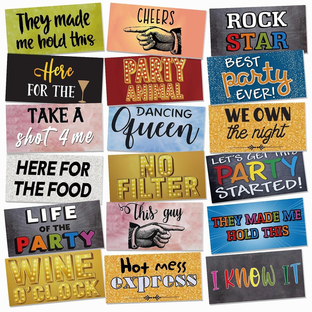 24 Designs Photo Booth Props for All Occasions Photo Booth Sign Decorations f…
