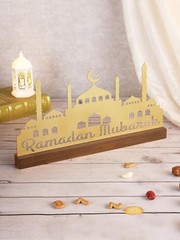 Enlarged 15.7in Metal Ramadan Table Sign – Eid Mubarak Tabletop Hollow Letters