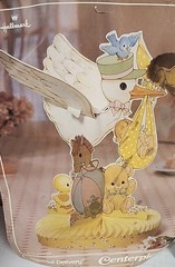 Vintage 1982 Hallmark Special Delivery Stork Baby Shower Honeycomb Centerpiece